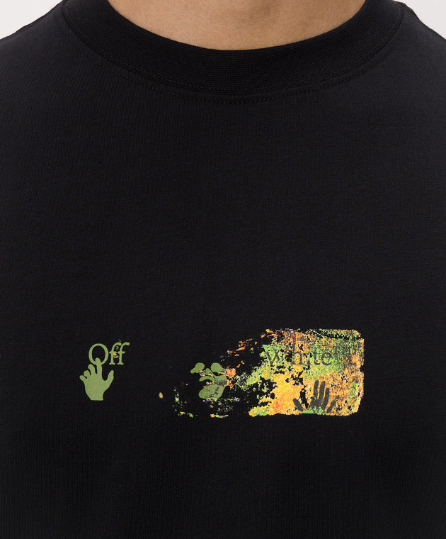 Off-White Черная футболка с принтом Spices Arrow 44MAA120F26J00D изображение 5