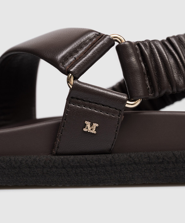 Max Mara Коричневые кожаные сандалии MXAMACRO MXAMACRO изображение 5