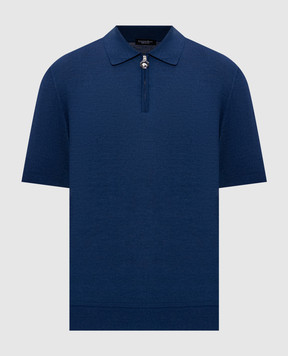 Stefano Ricci Синее поло из шелка с эмблемой K414000P31F26160