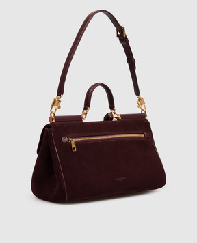 Dolce&Gabbana Замшевая бордовая сумка My Sicily BB7782BO903