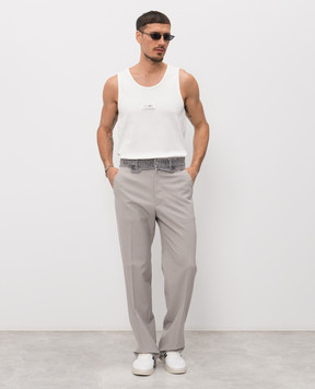 Maison Margiela MM6 Белая майка в рубчике с нашивкой эмблемы SH0NL0007M20054