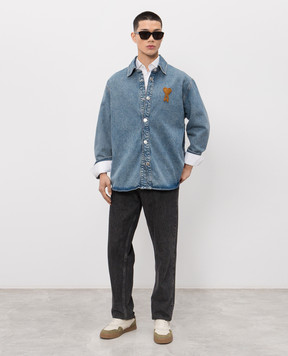 Ami Paris Синяя джинсовая куртка Ami de Coeur в стиле рубашки UJK897DE0046m