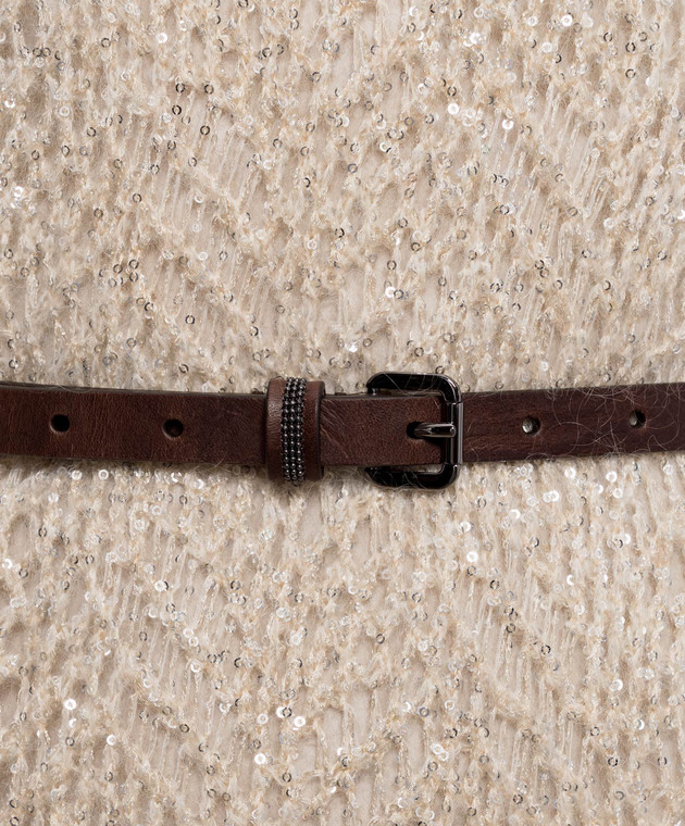 Brunello Cucinelli Бежевое платье с мохером с пайетками MRG562A90 изображение 5