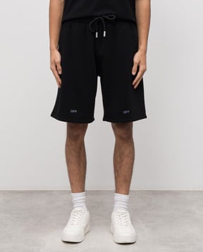 Off-White Чорні шорти з принтом логотипа 44MCI013F5F005