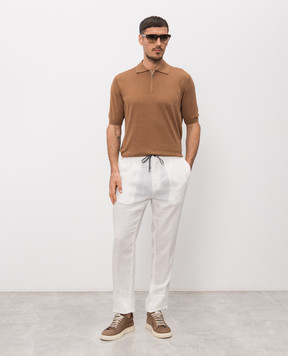 Cashmere&Whiskey Коричневе поло з льону та шовку MU9892314520R