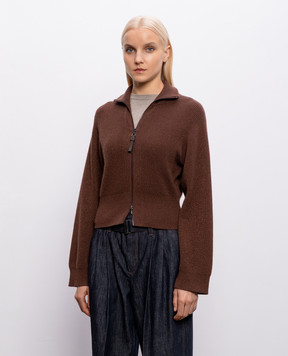 Brunello Cucinelli Коричневый кардиган с кашемиром с люрексом M1E224716P