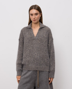 Brunello Cucinelli Сірий пуловер з вовною альпаки MMS579705P