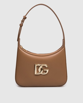 Dolce&Gabbana Коричневая кожаная сумка-хобо 3.5 BB7598AW576