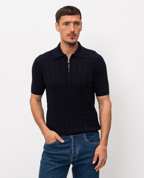 Cashmere&Whiskey Синее поло в фактурный узор M54268011