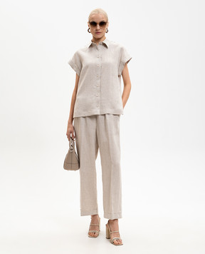 Peserico Сіра сорочка з льону S0649802629