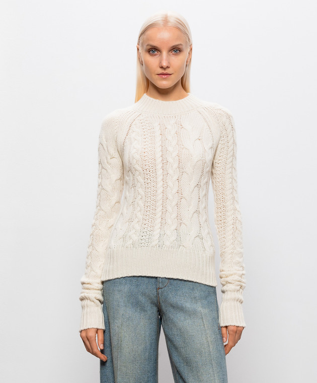 Ermanno Scervino Светр кольору айворі з кашеміру D495M734YUT зображення 3