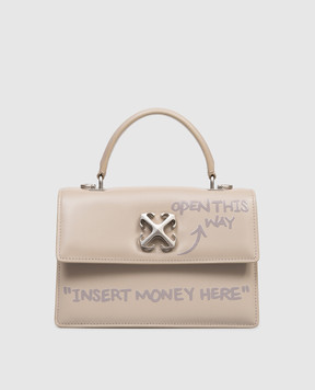 Off-White Бежева шкіряна сумка Jitney 1.4 OWNP062S26LEA001