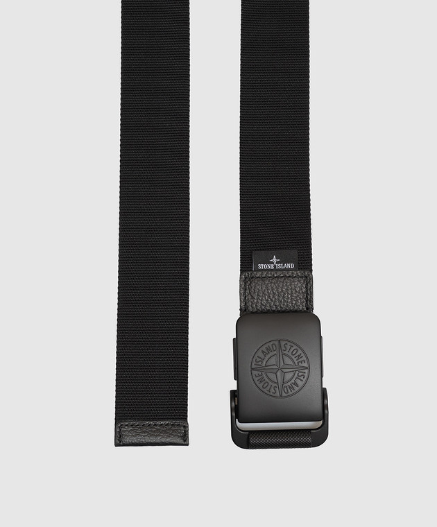 Stone Island Чорний ремінь з брендовим гравіюванням L2S159300001S0073 зображення 3