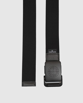 Stone Island Чорний ремінь з брендовим гравіюванням L2S159300001S0073