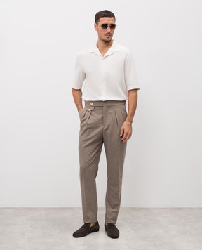 Brunello Cucinelli Белая рубашка с шелком в тканом узоре MW8326684