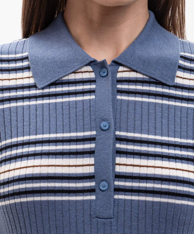 Max Mara Блакитний топ TALLERO із шовку та вовни в смужку MSTTALLERO зображення 5