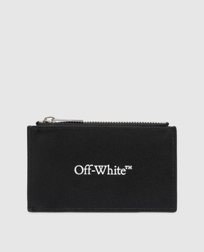 Off-White Черный кожаный картхолдер с принтом логотипа OMND09TC99LEA001