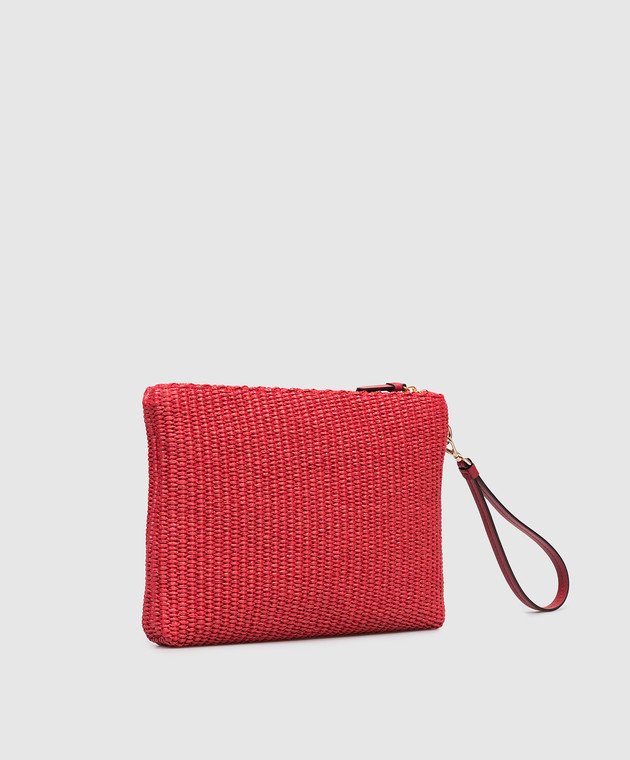 Jimmy Choo Красный клатч из рафии с вышивкой логотипа ZIPPEDFLATPOUCHJYN изображение 3