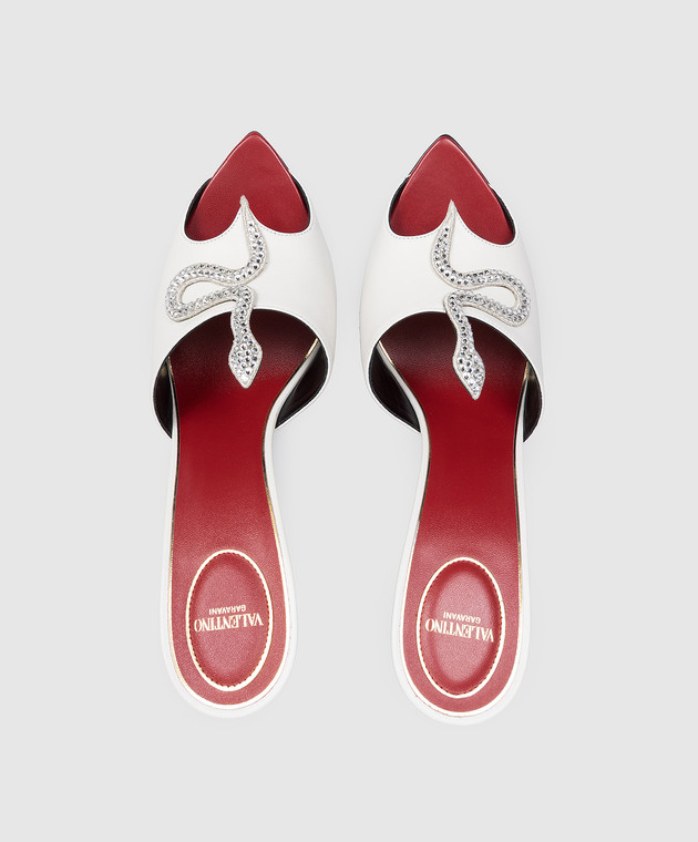 Valentino Білі шкіряні мюлі Coeur Vipère 8W0S0PD7HIZ зображення 4