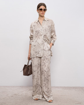 Peserico Бежева блуза в принт A0640104742