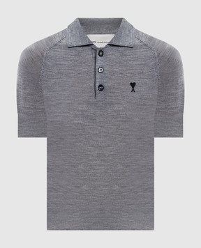 Ami Paris Сіре поло з вовни мериноса FPL439KN0039