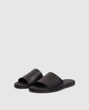 Bally Черные кожаные шлепанцы с металлическим логотипом MSS05IVT980