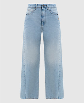 Solotre Голубые джинсы с эффектом потертости M1AB0135