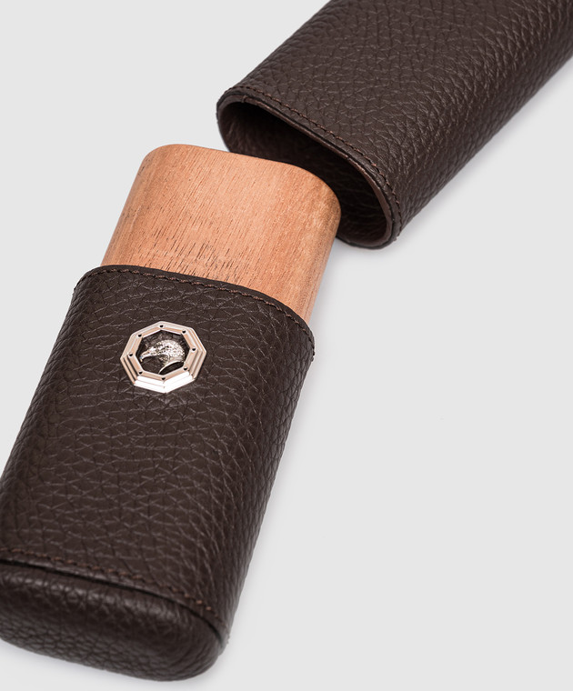 Stefano Ricci Коричневый кожаный футляр для сигар OCSSG02PVTD изображение 2