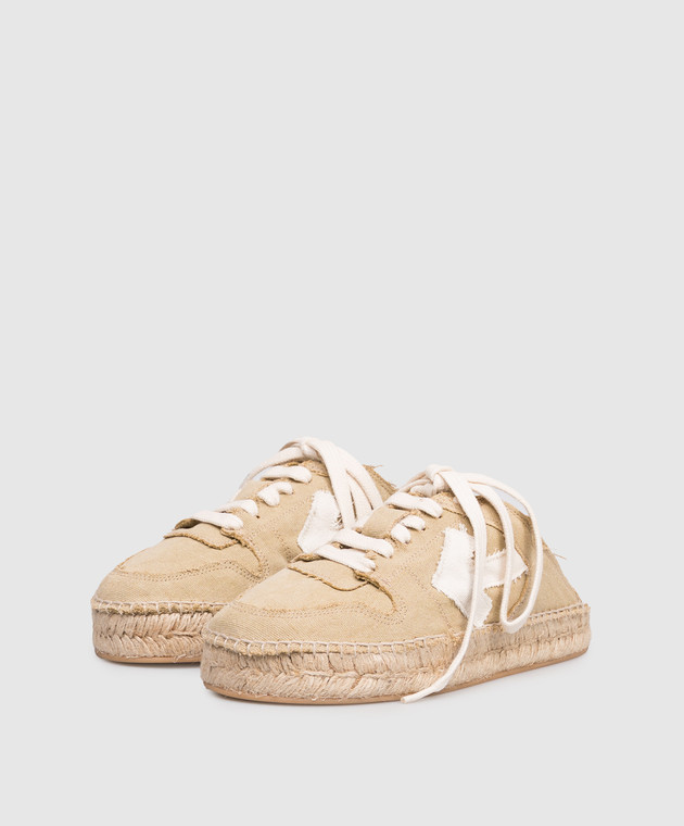 Off-White Бежевые кроссовки-мюли с нашивкой эмблемы OWIB019S26FAB001 изображение 2