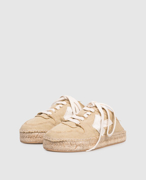 Off-White Бежевые кроссовки-мюли с нашивкой эмблемы OWIB019S26FAB001