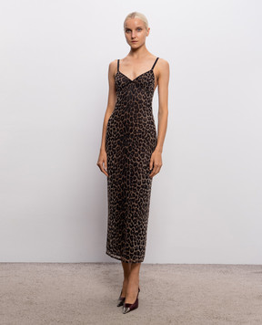 Saint Laurent Платье-комбинация в леопардовый принт A00109Y38ER