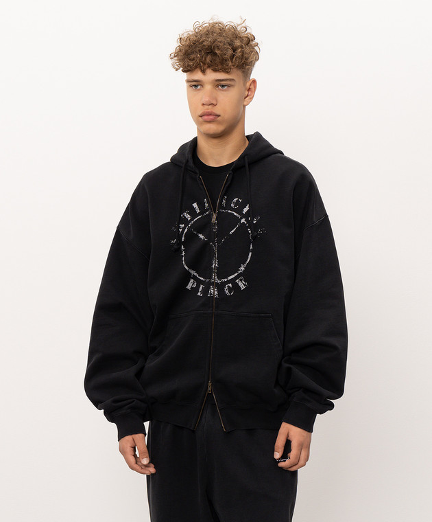 Vetements Черная спортивная куртка с принтом MH27ZU190Bm изображение 3