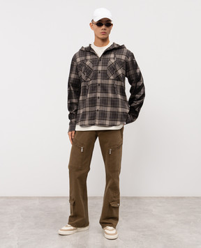 Off-White Сіра сорочка в клітинку з капюшоном OMGE031F25FAB001