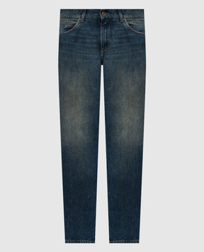 Dolce&Gabbana Синие джинсы с эффектом потертости с нашивкой логотипа GYJCCDG8OL5