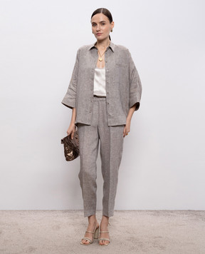 Peserico Бежевые брюки из льна P04072Z02600