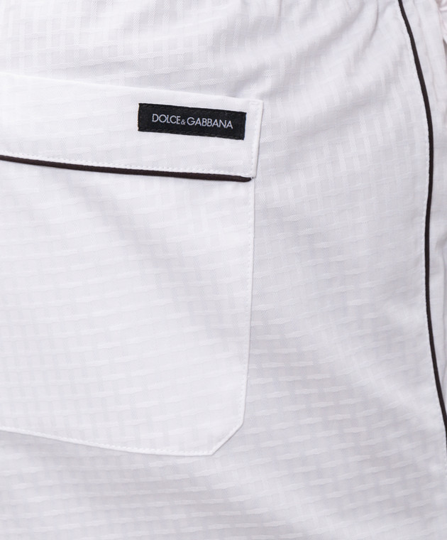 Dolce&Gabbana Білі штани в тканий візерунок в піжамному стилі GVRMATFU5YX зображення 5