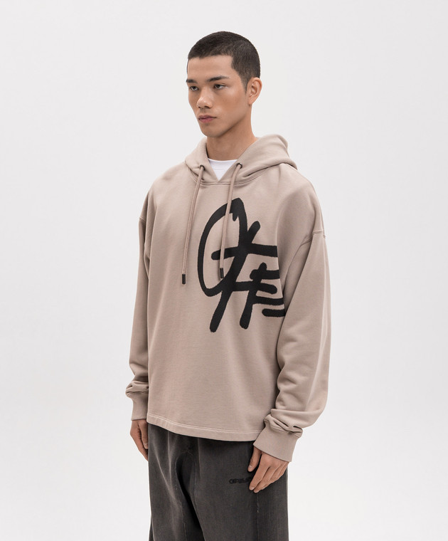 Off-White Бежеве худі з принтом логотипа 44MBB12MS26F008 зображення 3