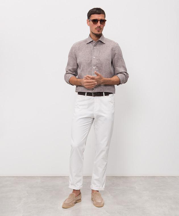 Enrico Mandelli Коричневая рубашка из льна CUBANA5701 изображение 2