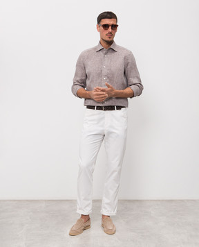 Enrico Mandelli Коричнева сорочка з льону CUBANA5701