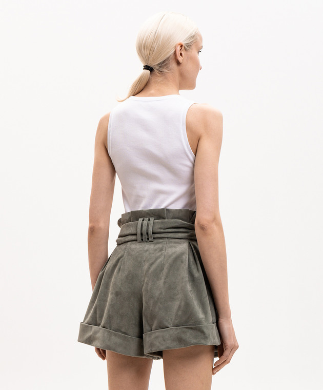 Balmain Белая майка в рубчике с вышивкой логотипа HF1EB075BD10 изображение 4
