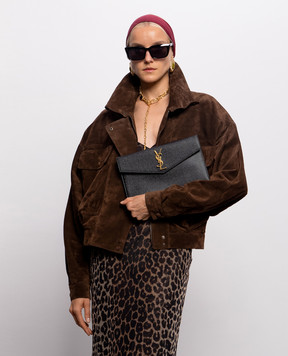 Saint Laurent Черный кожаный клатч UPTOWN 5657391GF0J