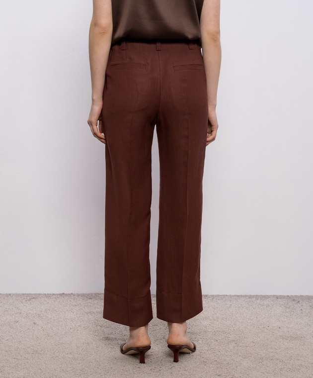Brunello Cucinelli Коричневі штани з льоном з ланцюжком моніль MH126P9184 зображення 4