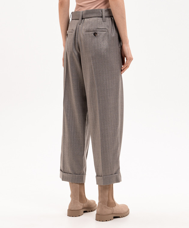 Brunello Cucinelli Сірі штани з вовни в смужку MP189P8995 зображення 4