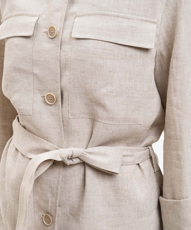 Peserico Бежева сорочка з льону з поясом S01225A02629 зображення 5
