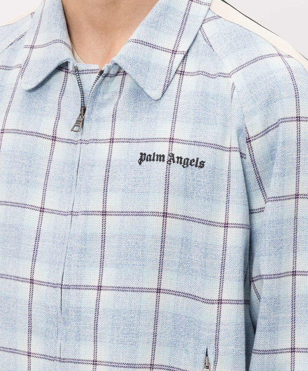 Palm Angels Блакитна куртка в клітинку в стилі сорочки PMES04ES26FAB001 зображення 5