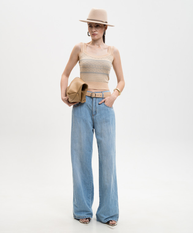 Ermanno Scervino Бежевый топ с шелком D485L761LWK изображение 2