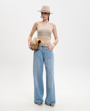 Ermanno Scervino Бежевий топ з шовком D485L761LWK