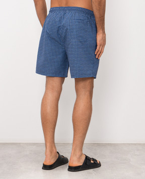 Brunello Cucinelli Сині шорти для плавання в брендовий принт MR847043