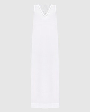 Peserico Біла сукня з льону з ланцюжком моніль S0216802647