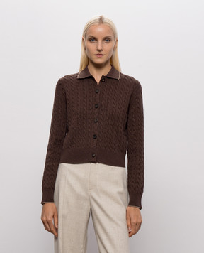 Brunello Cucinelli Коричневый кардиган с люрексом MAZ226116
